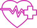 Heart and medical cross icon